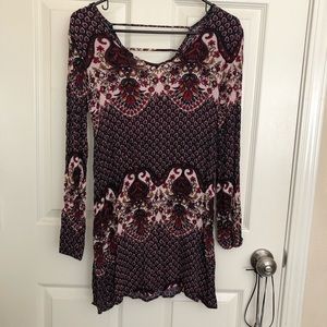 Boho printed long sleeve dress